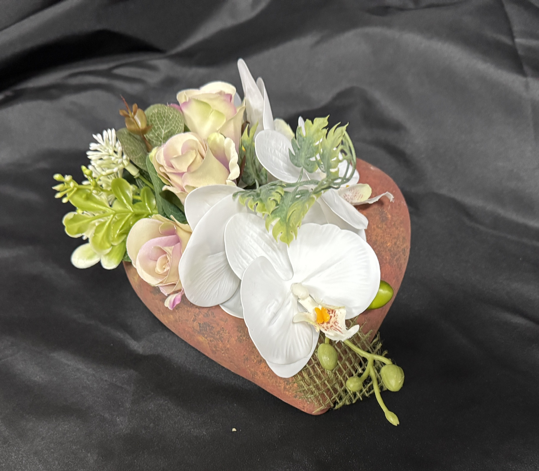 Zijden bloemen<br>hartvorm