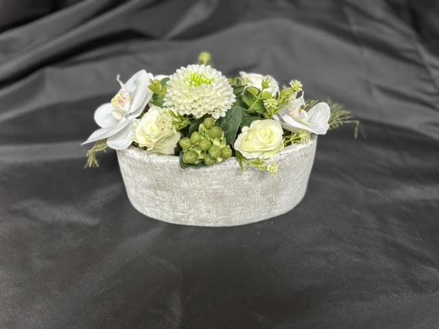 Zijden bloemen<br> ovaal potje
